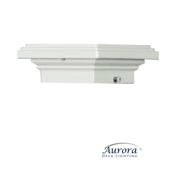 Aurora Mini Titan Flat Top Post Caps - White 2-1/2" - The Deck Store USA