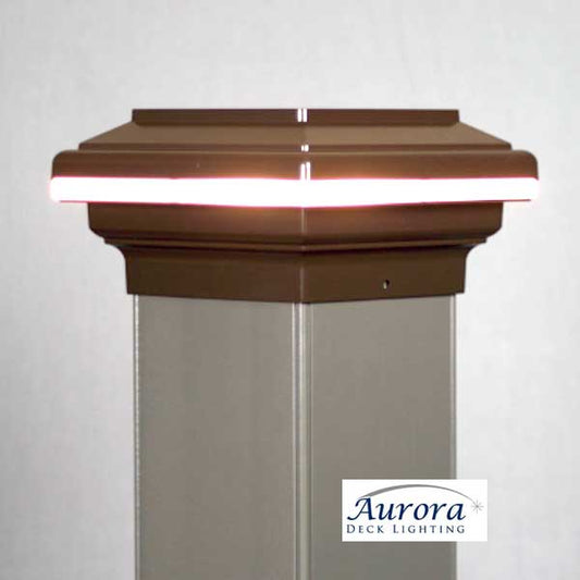 Aurora Saturn LED Post Cap Light - Walnut - The Deck Store USA