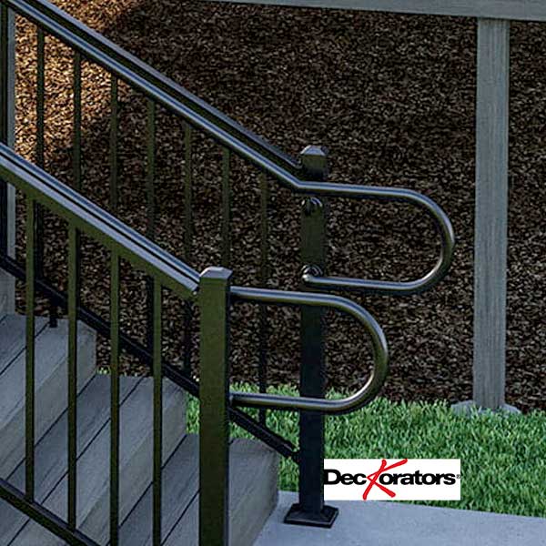 Deckorators ADA Handrail 180 Degree Return Loop - Textured Black Installed