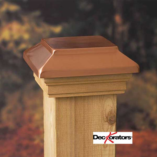 Deckorators Victoria Copper Plateau Post Caps Installed - The Deck Store USA