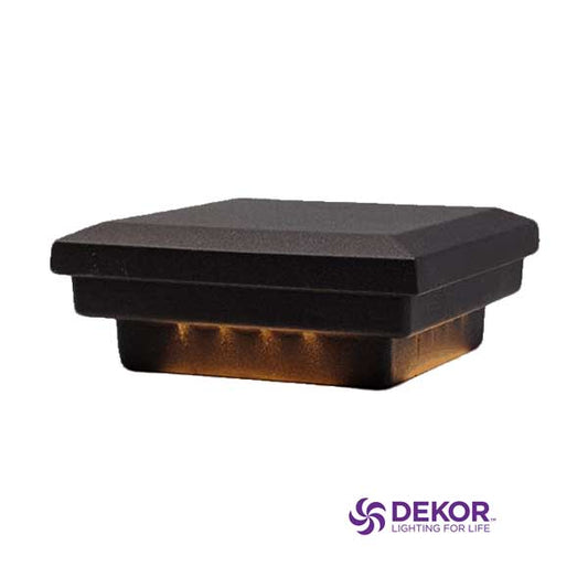 Dekor Flat Post Cap Lights - Antique Metal Black - The Deck Store USA