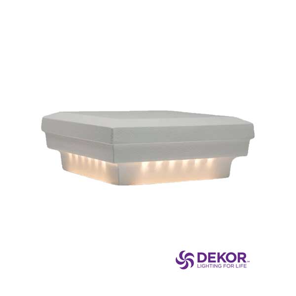 Dekor Flat Post Cap Lights - Hammered White - The Deck Store USA