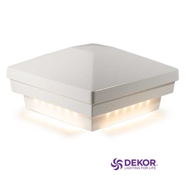 Dekor Pyramid Post Cap Lights - Hammered White - The Deck Store USA