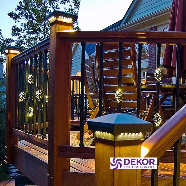 Dekor Pyramid Post Cap Lights On Deck - The Deck Store USA