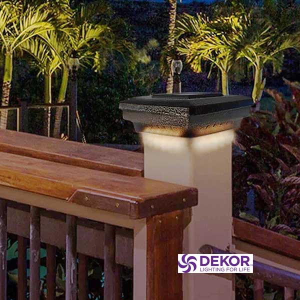 Dekor Savvy Solar Post Cap Lights Installed - The Deck Store USA