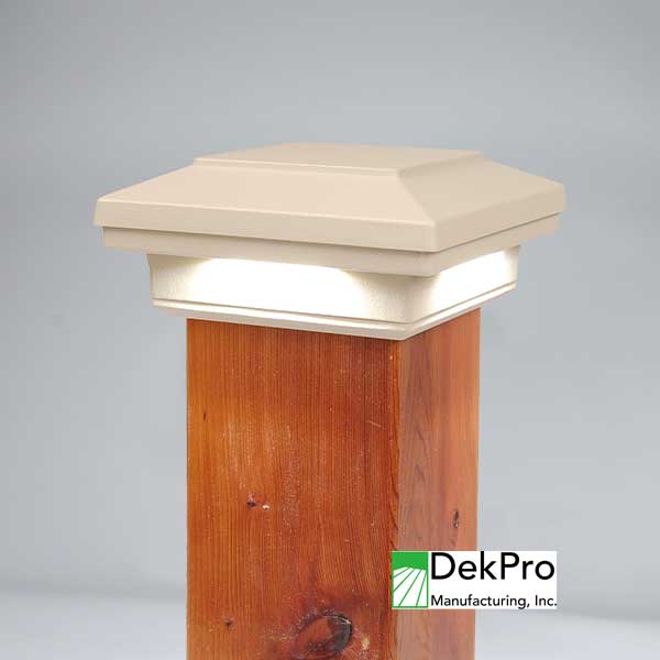 DekPro Effex Cascade Down Light Flat Top Post Caps - Maple Cream - The Deck Store USA