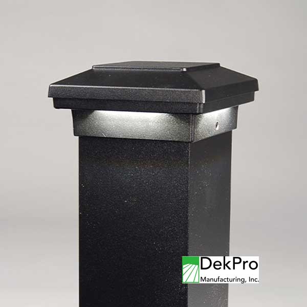 DekPro Effex Cascade Down Light Flat Top Post Caps - Textured Black - The Deck Store USA