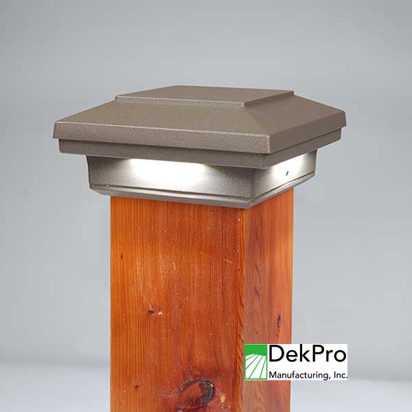 DekPro Effex Cascade Down Light Flat Top Post Caps - Textured Bronze - The Deck Store USA