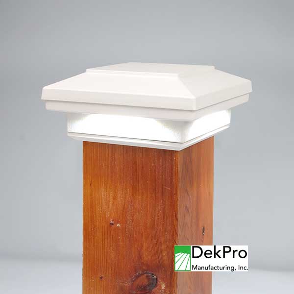 DekPro Effex Cascade Down Light Flat Top Post Caps - Textured White - The Deck Store USA