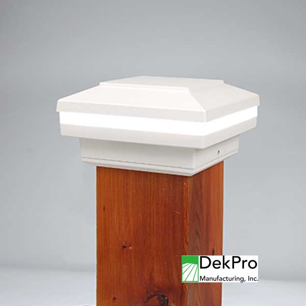 DekPro Effex Flat Glow Ring Post Caps - Textured White - The Deck Store USA