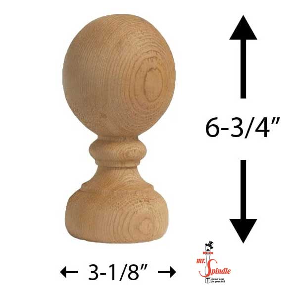 Mr. Spindle Colonial Ball Top Finials 4" Dimensions - The Deck Store USA