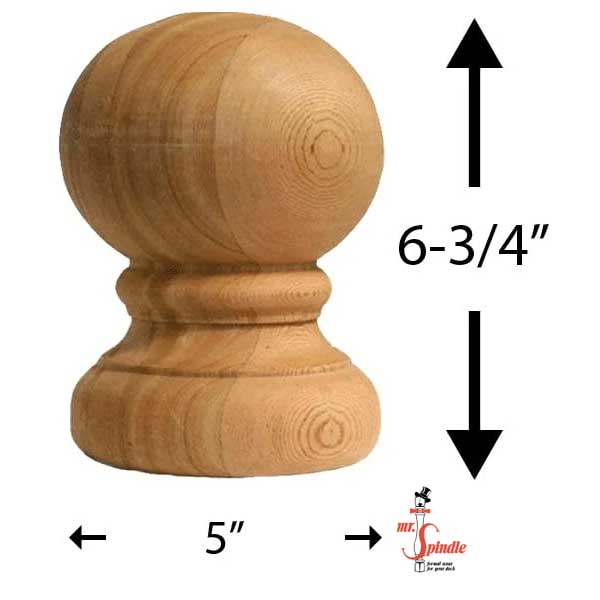 Mr. Spindle Colonial Ball Top Finials 6" Dimensions - The Deck Store USA