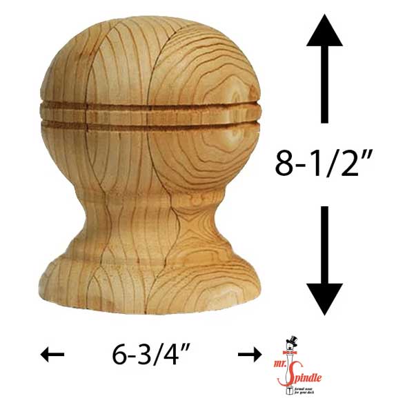 Mr. Spindle Globe 8" Finials Measurements - The Deck Store USA