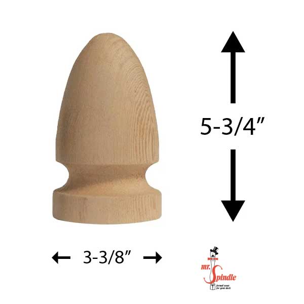 Mr. Spindle Round Gothic Wood Finial Dimensions - The Deck Store USA