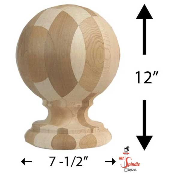 Mr. Spindle 10" Cedar Traditional Finial Dimensions - The Deck Store USA