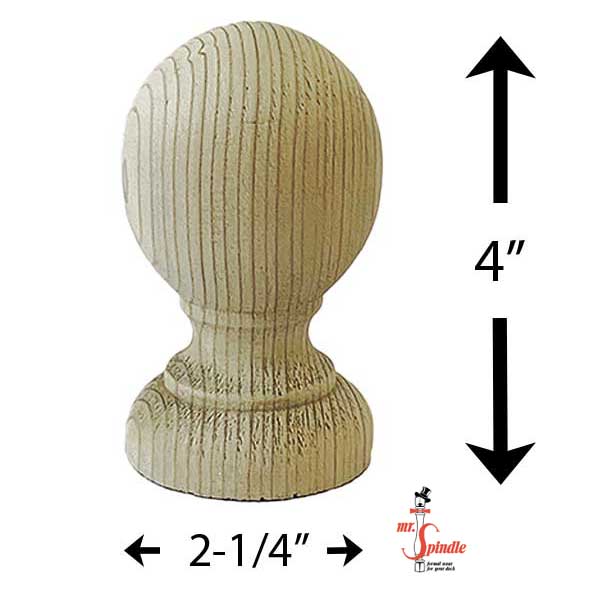 Mr. Spindle 3" Treated Traditional Finial Dimensions - The Deck Store USA