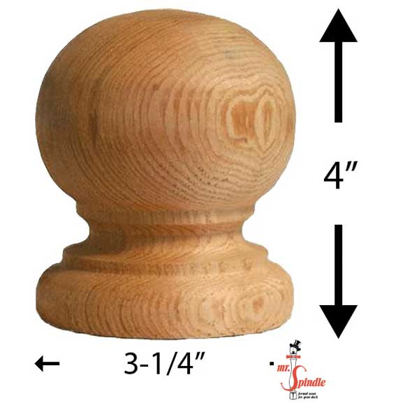 Mr. Spindle 4" Cedar Traditional Finial Dimensions - The Deck Store USA