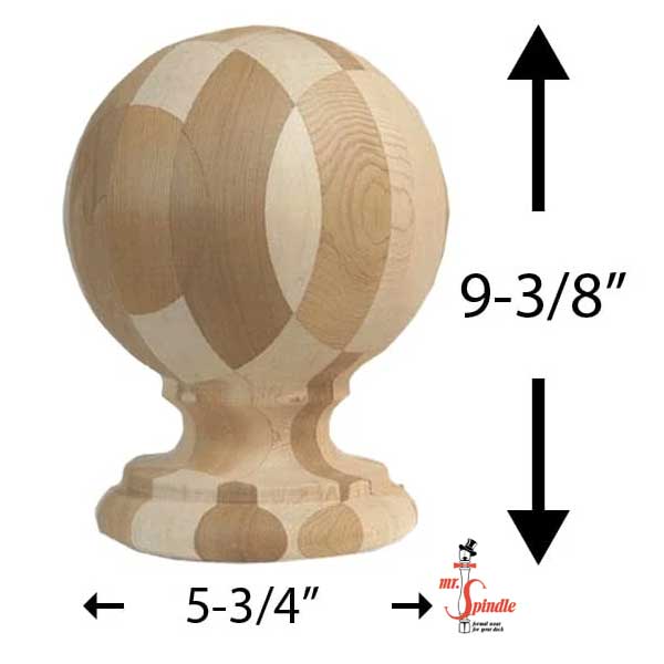 Mr. Spindle 6" Cedar Traditional Finial Dimensions - The Deck Store USA