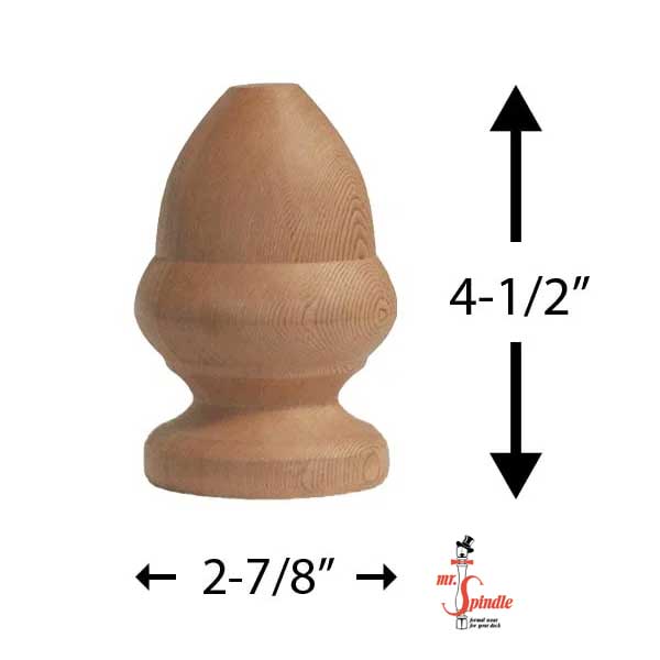 Mr. Spindle Winnipeg Acorn Finials Measurements - The Deck Store USA