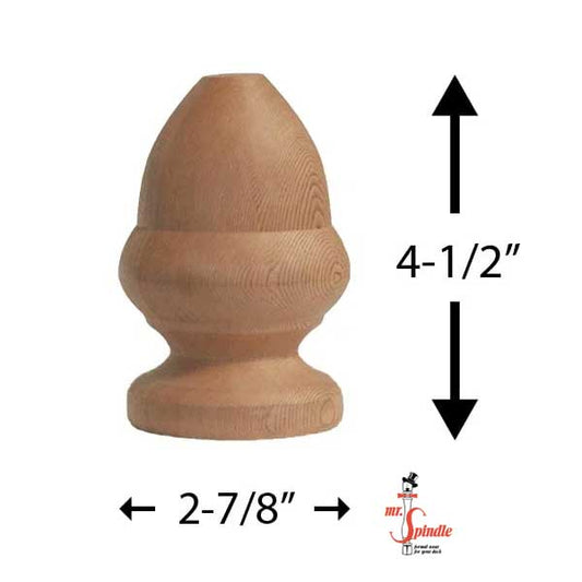 Mr. Spindle Winnipeg Acorn Finials Measurements - The Deck Store USA
