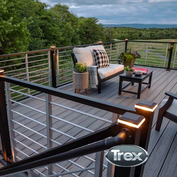 Trex Signature Post Cap Lights - Installed - The Deck Store USA
