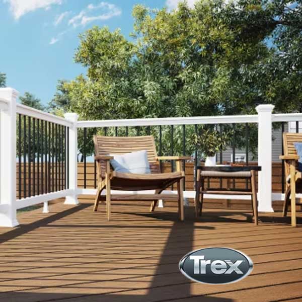 Trex Select T-Rail Kit With Round Aluminum Balusters On Deck