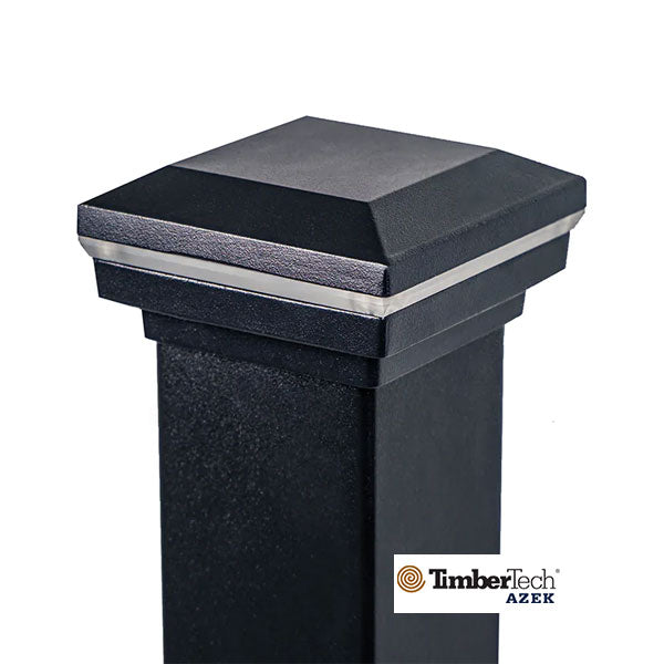 Impression Rail Express Perimeter Post Cap Light - Black Installed