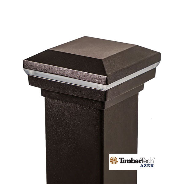 Impression Rail Express Perimeter Post Cap Light - Dark Bronze Installed