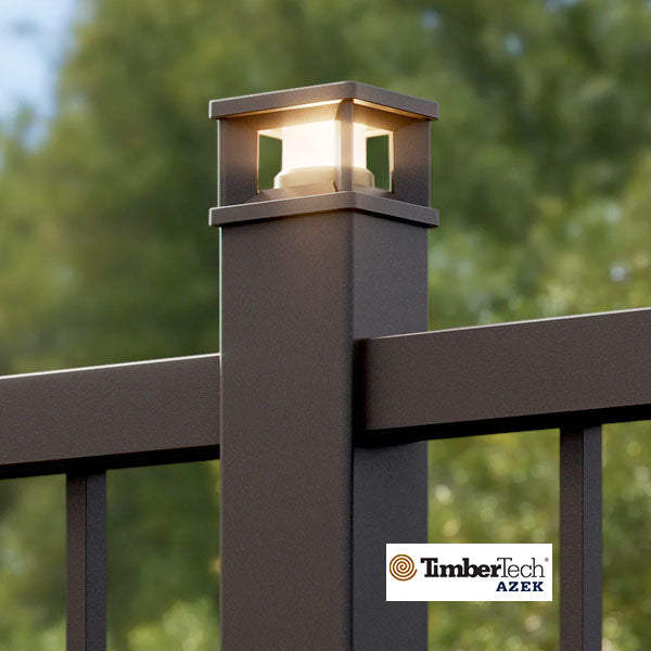 Timbertech Lantern Post Cap Lights - 3" Dark Bronze Installed