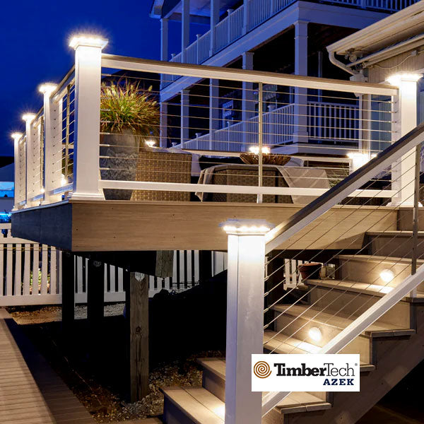 Timbertech Lighted Island Post Cap - Matte White Installed