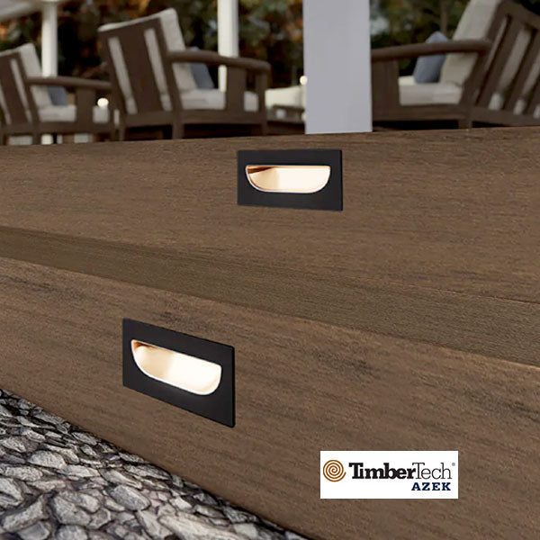 Timbertech Recessed Riser Lights - Matte Black Installed