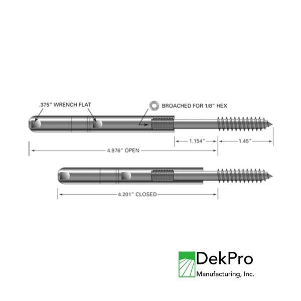 FlexFX Metal Post Sleeve Level Tensioner Cable Fitting Diagram - The Deck Store USA