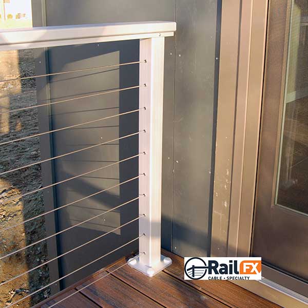 White RailFX End Post Installed - The Deck Store USA