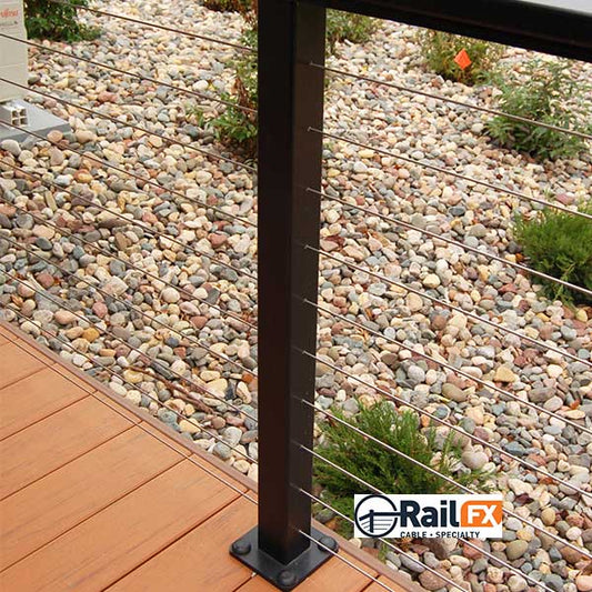 Black RailFX Intermediate Post Installed - The Deck Store USA