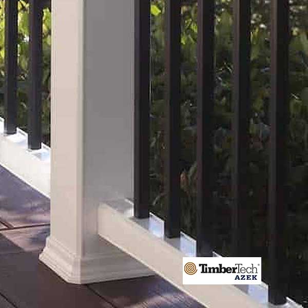 Timbertech/Azek RadianceRail Post Skirts Matte White Installed - The Deck Store USA