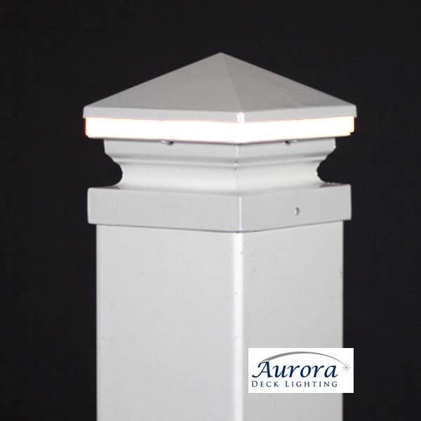 Aurora Iris LED Post Cap Light - White - The Deck Store USA