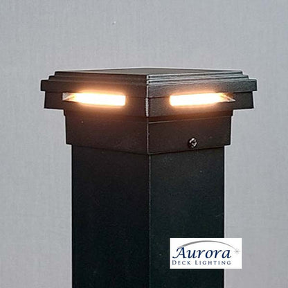 Aurora Mini Case Halo LED Post Cap Light - Black - The Deck Store USA