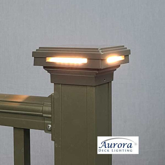 Aurora Mini Case Halo LED Post Cap Light - Bronze - The Deck Store USA