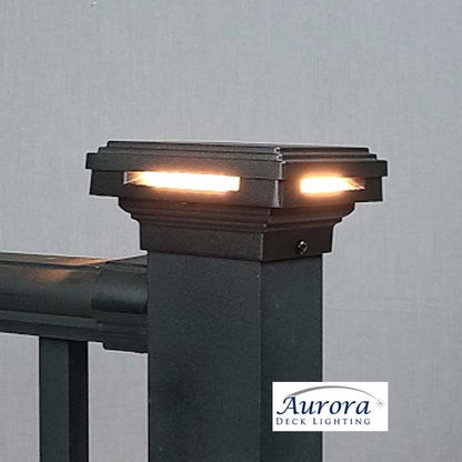 Aurora Mini Case Halo LED Post Cap Light - Matte Black - The Deck Store USA