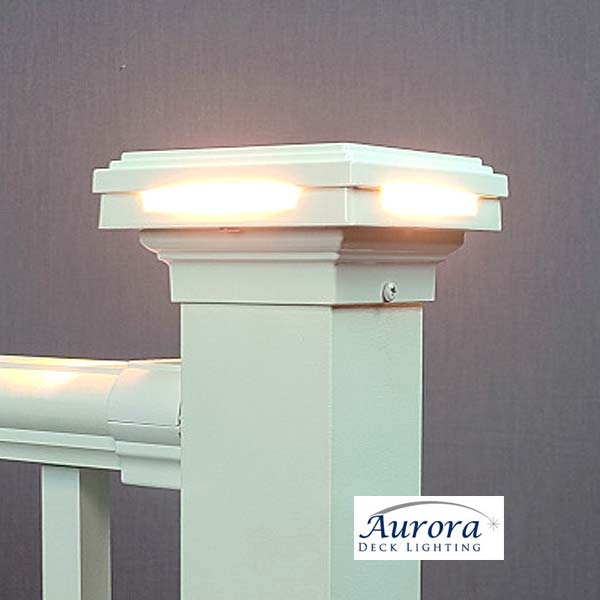 Aurora Mini Case Halo LED Post Cap Light - White - The Deck Store USA