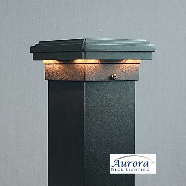 Aurora Mini Neptune LED Post Cap Light - Matte Black - The Deck Store USA