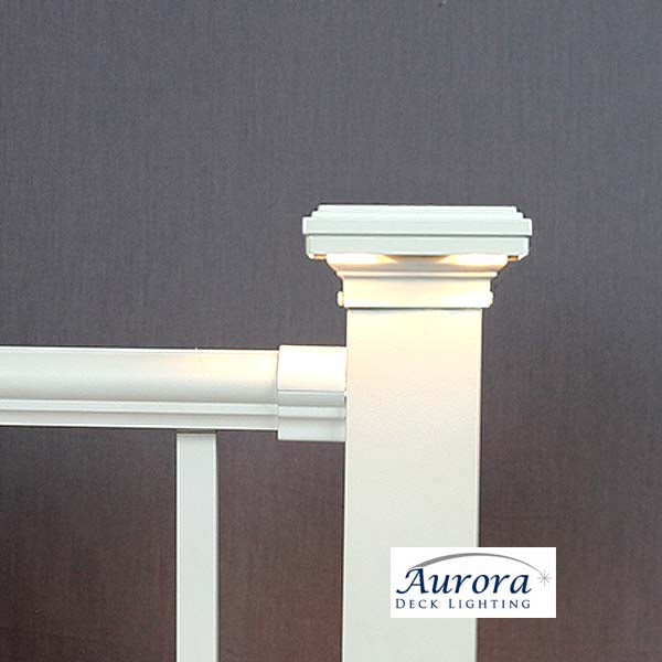 Aurora Mini Neptune LED Post Cap Light - White - The Deck Store USA