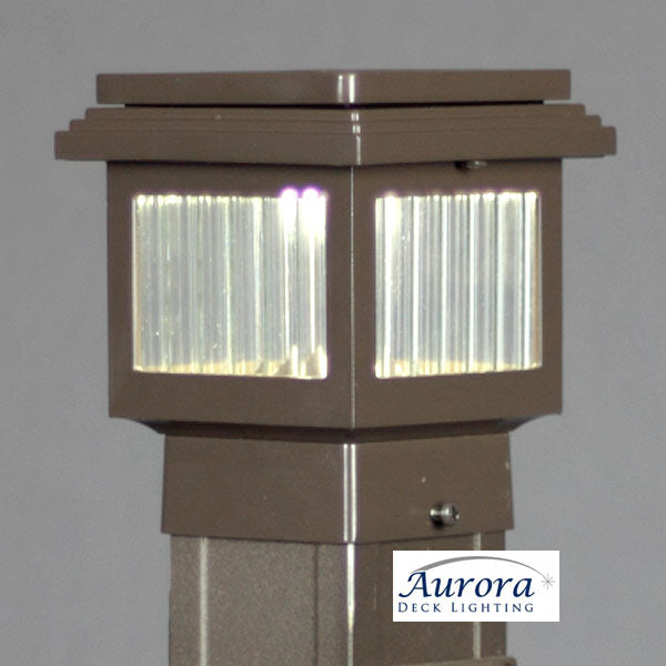 Aurora Mini Polaris Solar Post Cap Light - Bronze - On - the Deck Store USA