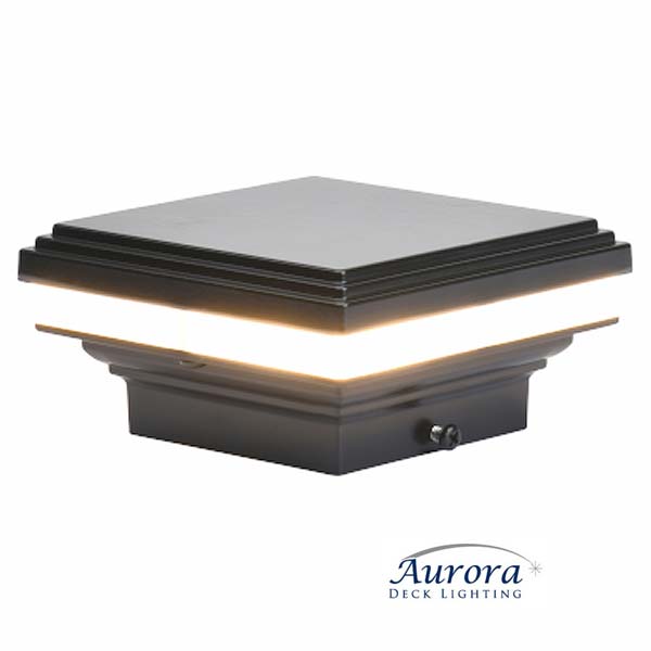 Aurora Mini Saturn LED Post Cap Light - Black - The Deck Store USA