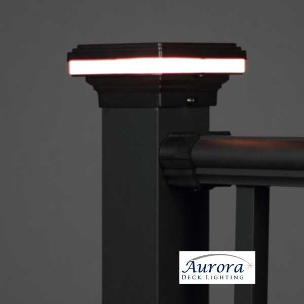 Aurora Mini Saturn LED Post Cap Light - Matte Black - The Deck Store USA