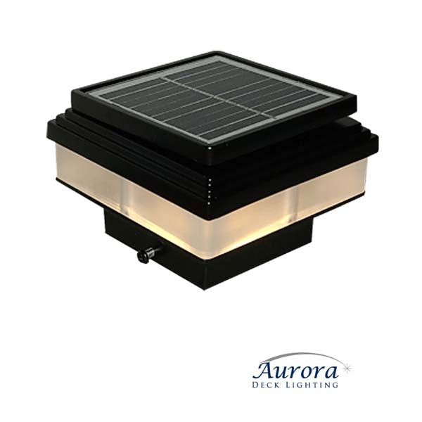 Aurora Mini Zena Solar Post Cap Light - Black - Warm White - The Deck Store USA
