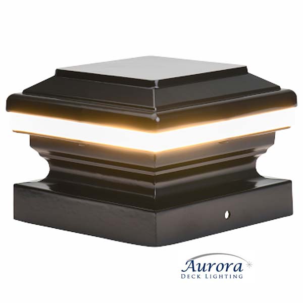 Aurora Saturn LED Post Cap Light - Black - The Deck Store USA