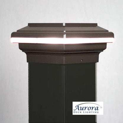 Aurora Saturn LED Post Cap Light - Bronze - The Deck Store USA
