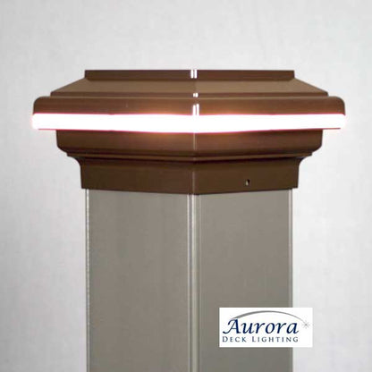 Aurora Saturn LED Post Cap Light - Walnut - The Deck Store USA