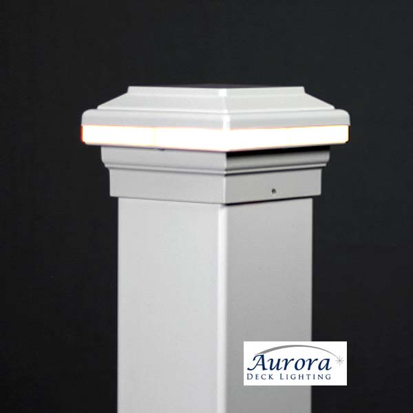 Aurora Saturn LED Post Cap Light - White - The Deck Store USA